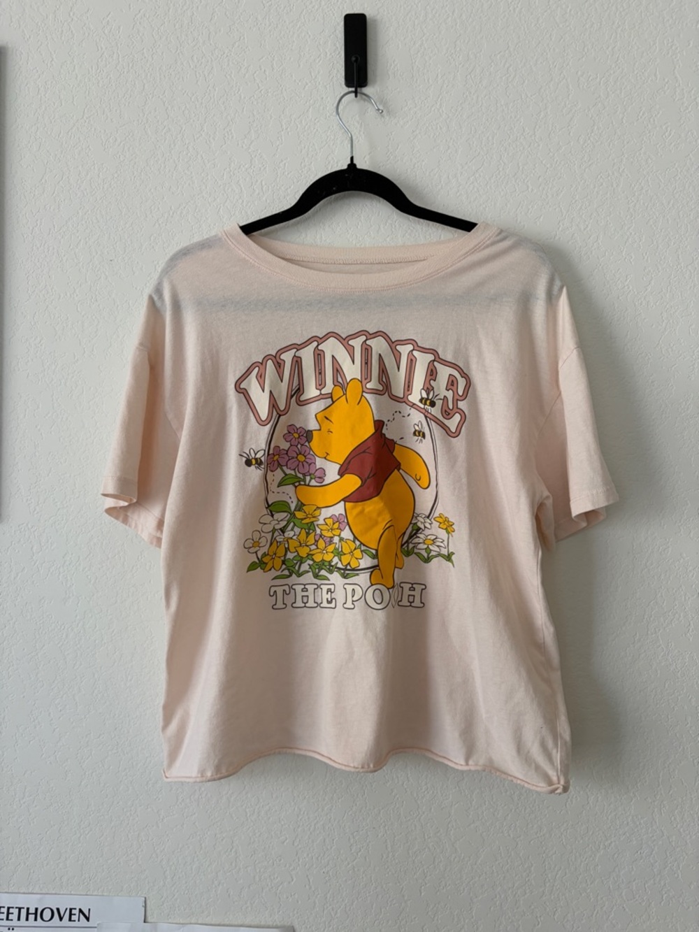 WINNIE THE POOH CROP TEE CREAM FLORAL COTTAGECORE DISNEY BOXY OVERSIZED XL